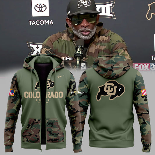 High-End Colorado Buffaloes Merch For Fan - Limited Edition Colorado Buffaloes College Football Veteran Camo Zip Hoodie - Unique Gift For CU Lover - Colorado Buffaloes Gear CB05