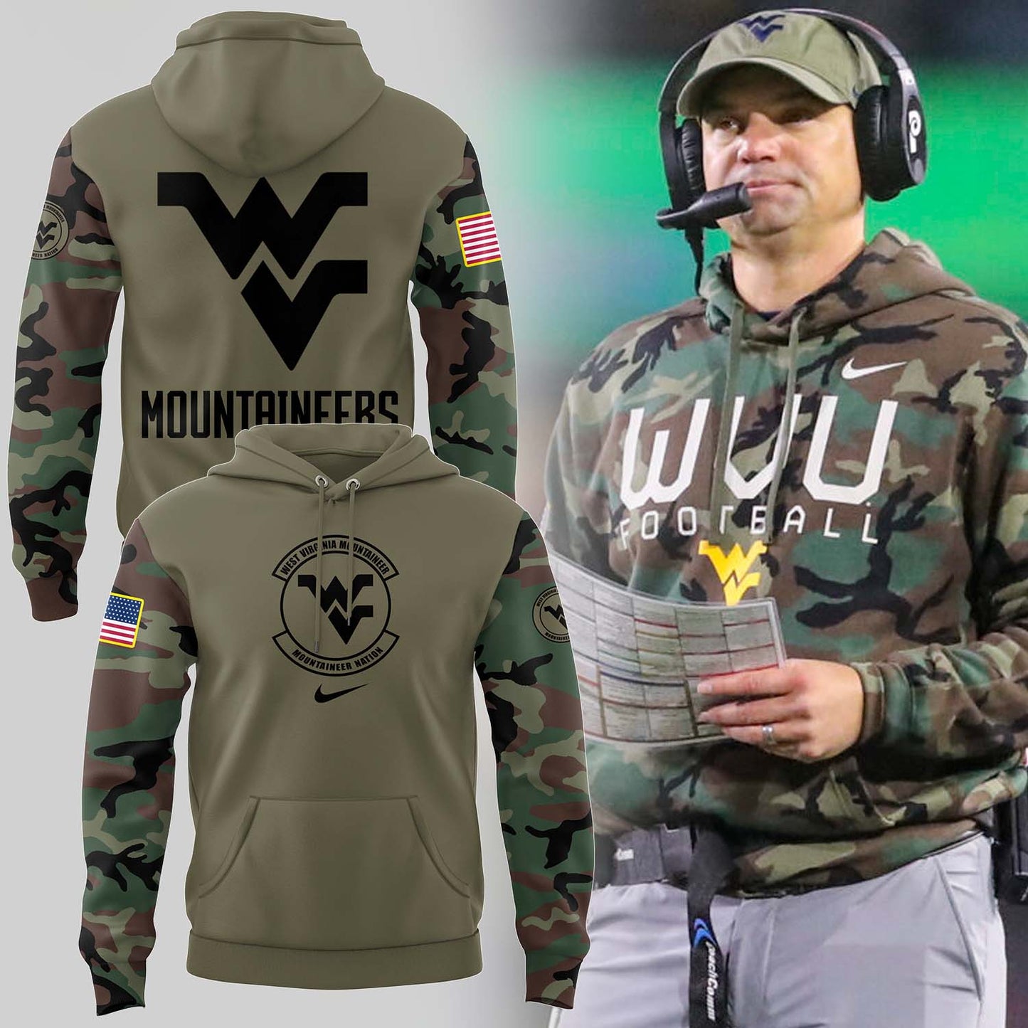 West VA Mountaineers  2024  Limited Veterans Camo Hoodie-PU111724551