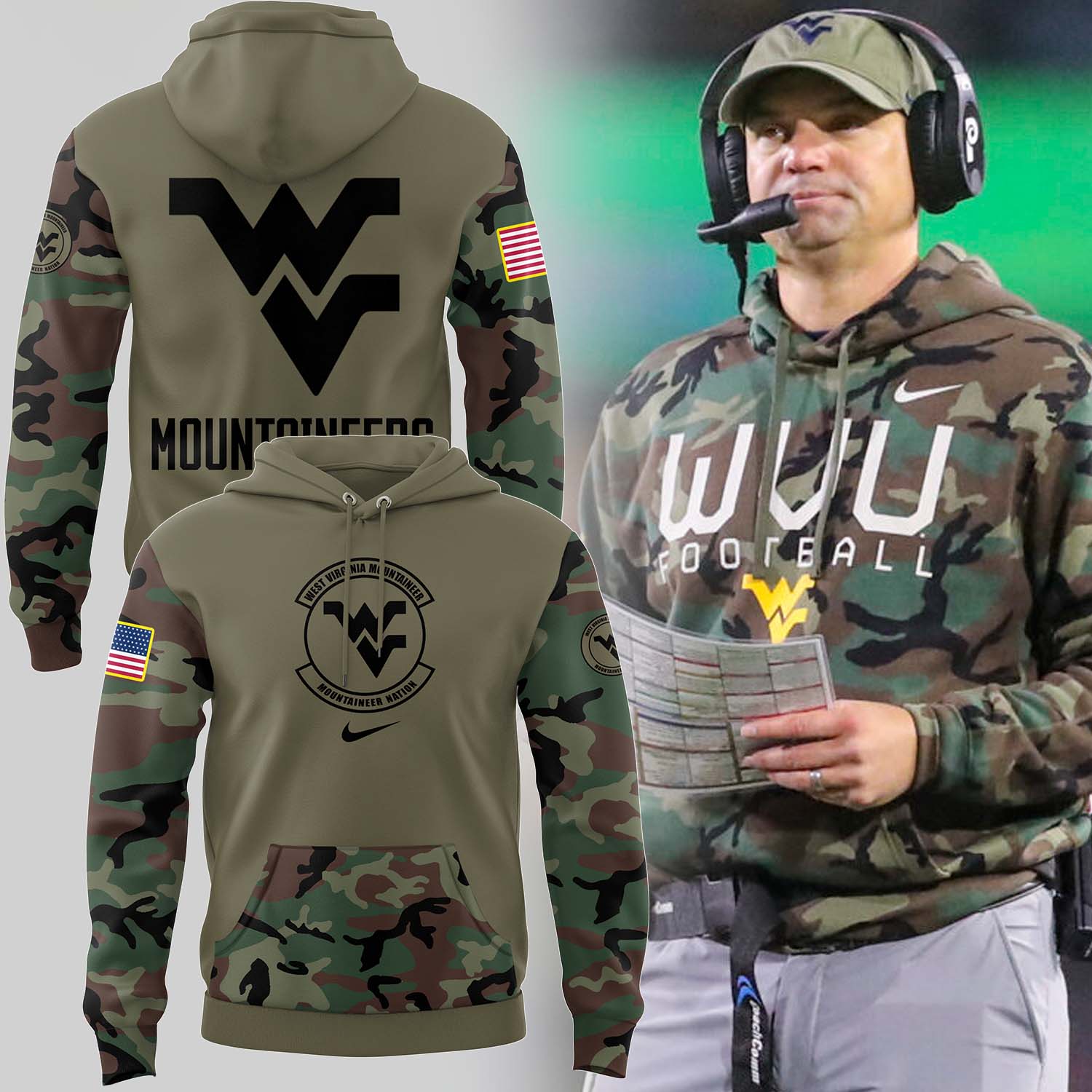 West VA Mountaineers  2024  Limited Veterans Camo Hoodie-PU111724552