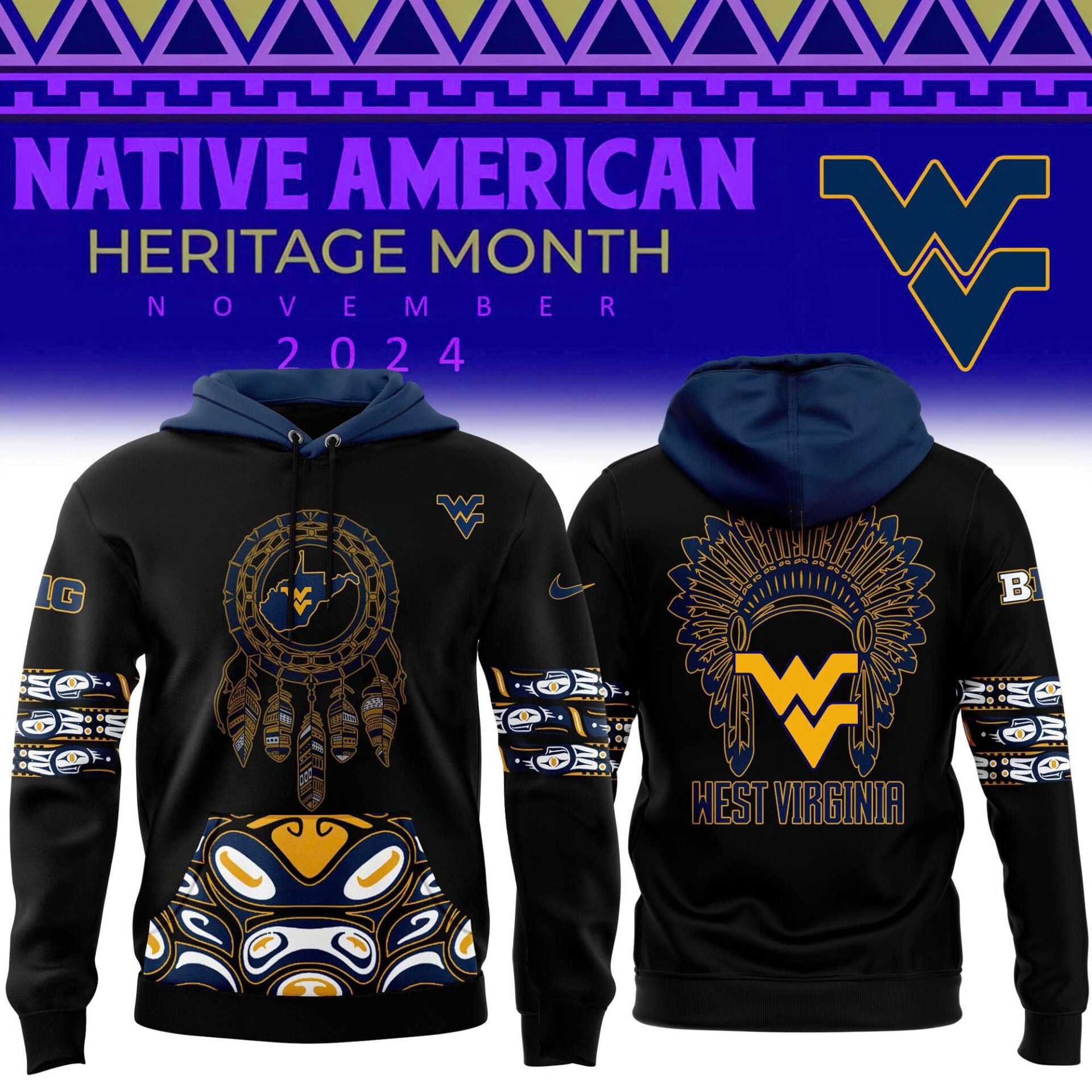 West VA 2024 Native American Heritage Month Premium Limited Pullover Hoodie-PU111724562