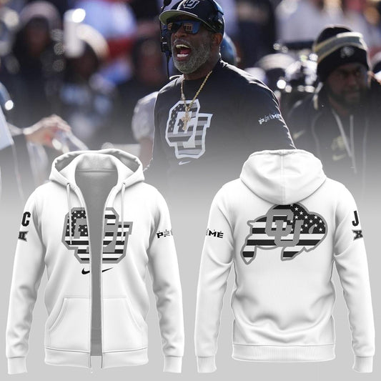 High-End Colorado Buffaloes Merch For Fan - Colorado Buffaloes 2024 Limited Veterans White Zip Hoodie - Unique Gift For CU Lover - Colorado Buffaloes Gear CB02