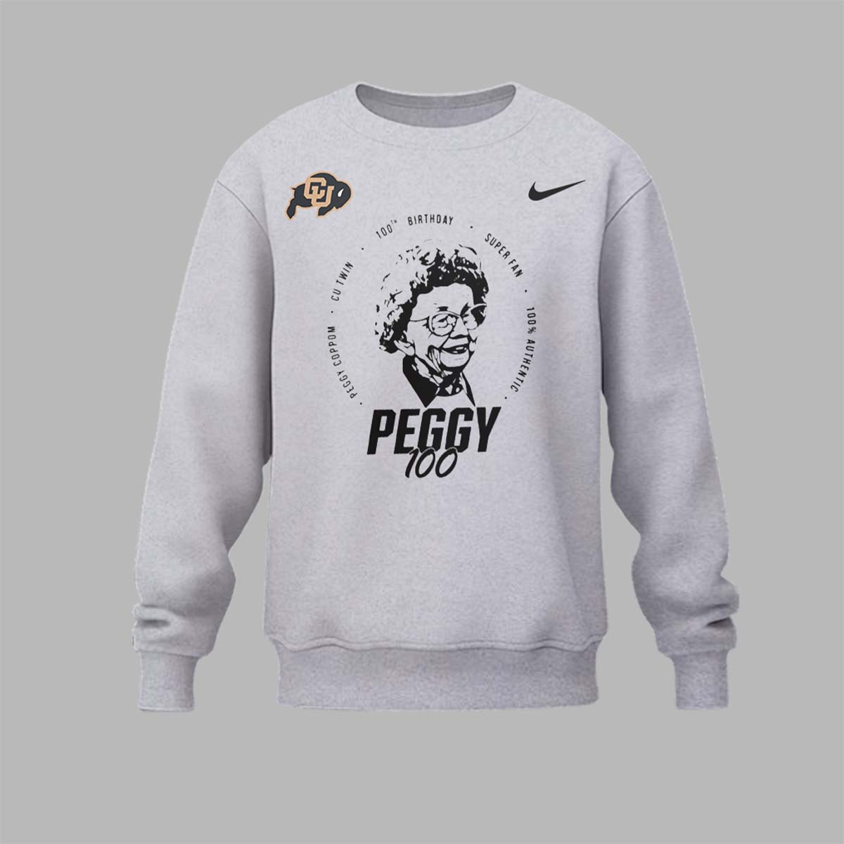 High-End Colorado Buffaloes Merch For Fan - Happy Birthday 100th Miss Peggy Grey Sweatshirt - Unique Gift For CU Lover - Colorado Buffaloes Gear