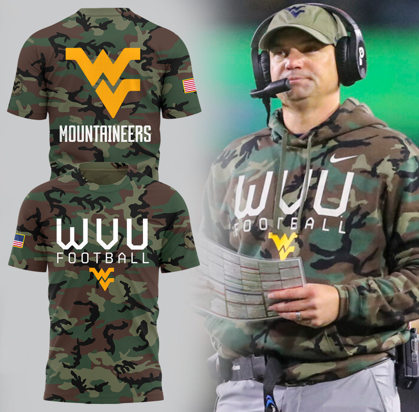 West VA Mountaineers  2024  Limited Veterans Camo TShirt-PU112024033