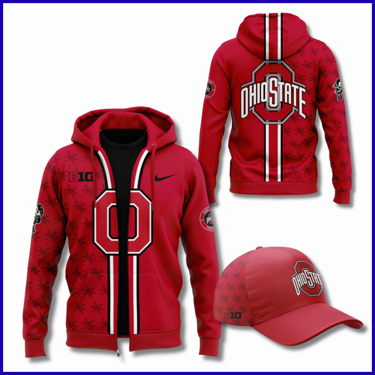 Premium Ohio State Buckeyes Red ZIP Hoodie 2025 Season