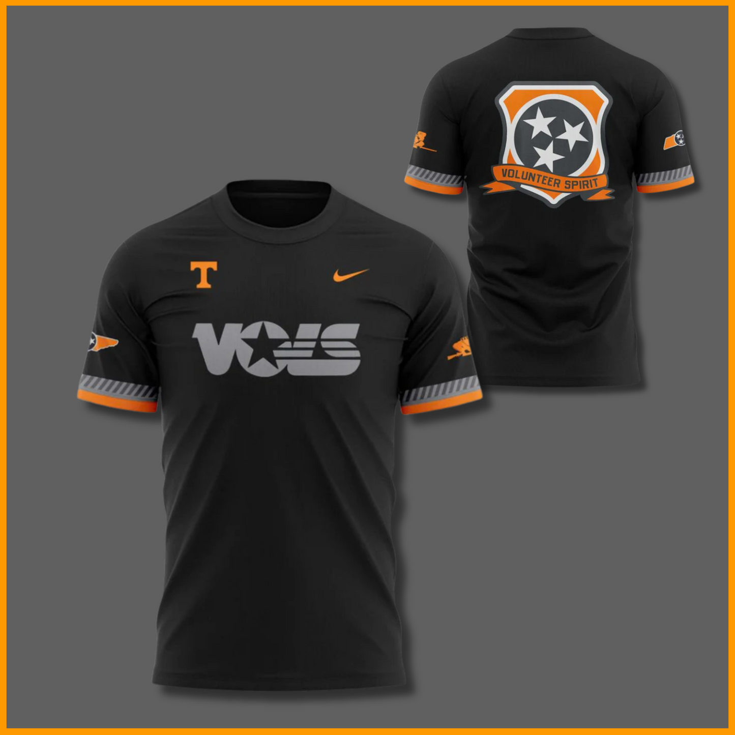 Special New Smoke Grey Tennessee Volunteers Spirit Patch Vols T-Shirt