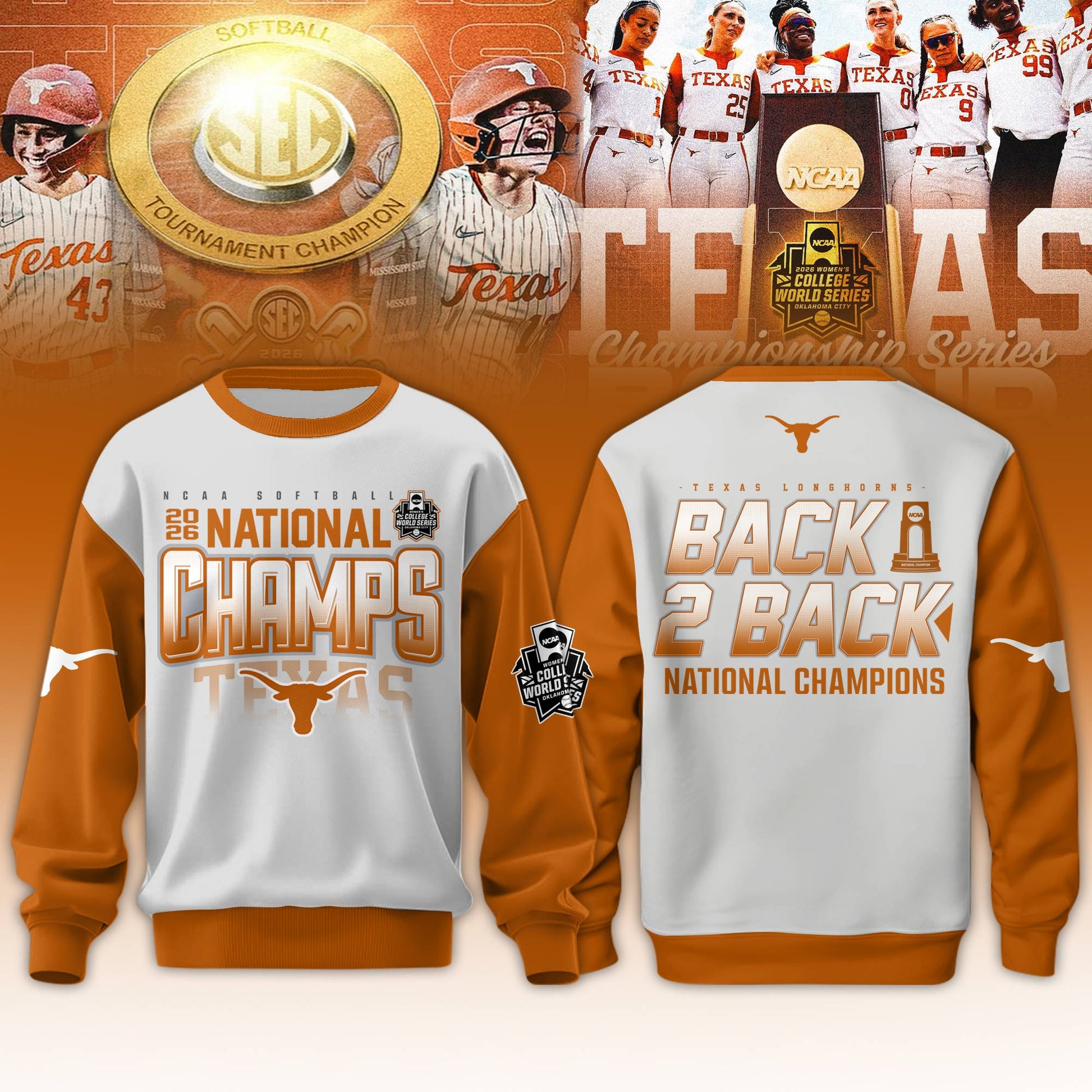 ,Texas Longhorns SoftBall Championship 2026 Women’s College World Series Sweatshirt V2
