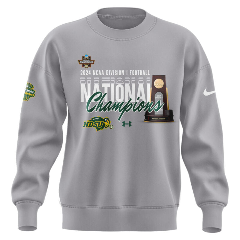 NDSU Football Grey Sweatshirt 2025 - 10 TIME NATIONAL CHAMPIONSHIP! North Dakota State Bison Shirt