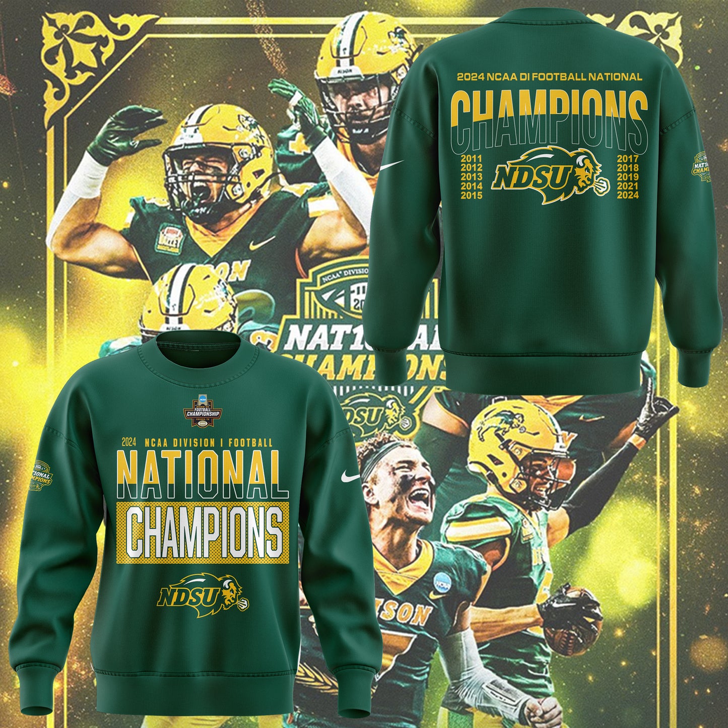 NDSU Football Sweatshirt 2025 - 10 TIME NATIONAL CHAMPIONSHIP! North Dakota State Bison Shirt