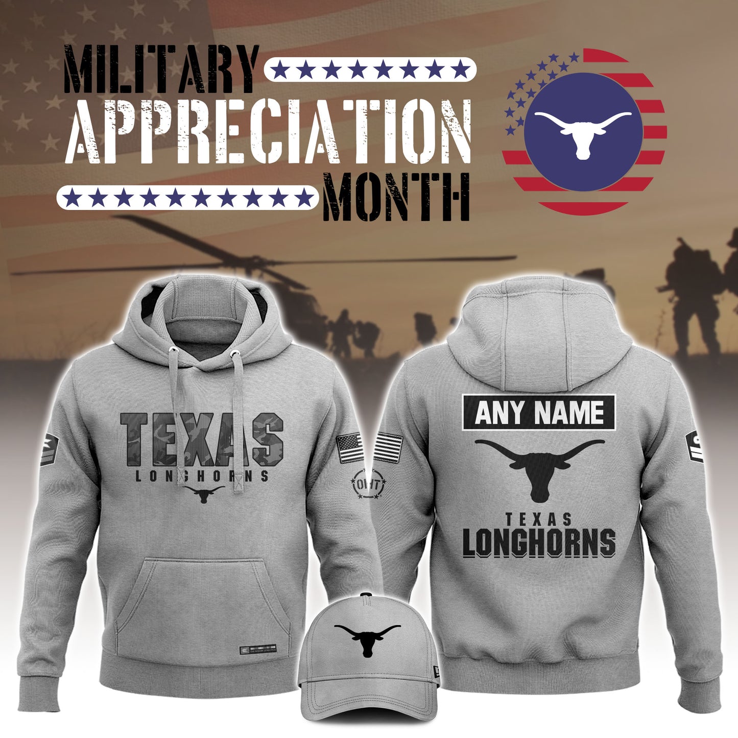 Texas Longhorns Premium Shirt For Fan - Texas Football 2024 Military Appreciation Club Hoodie - Unique Christmas Gift For Texas Longhorns Lover TL82