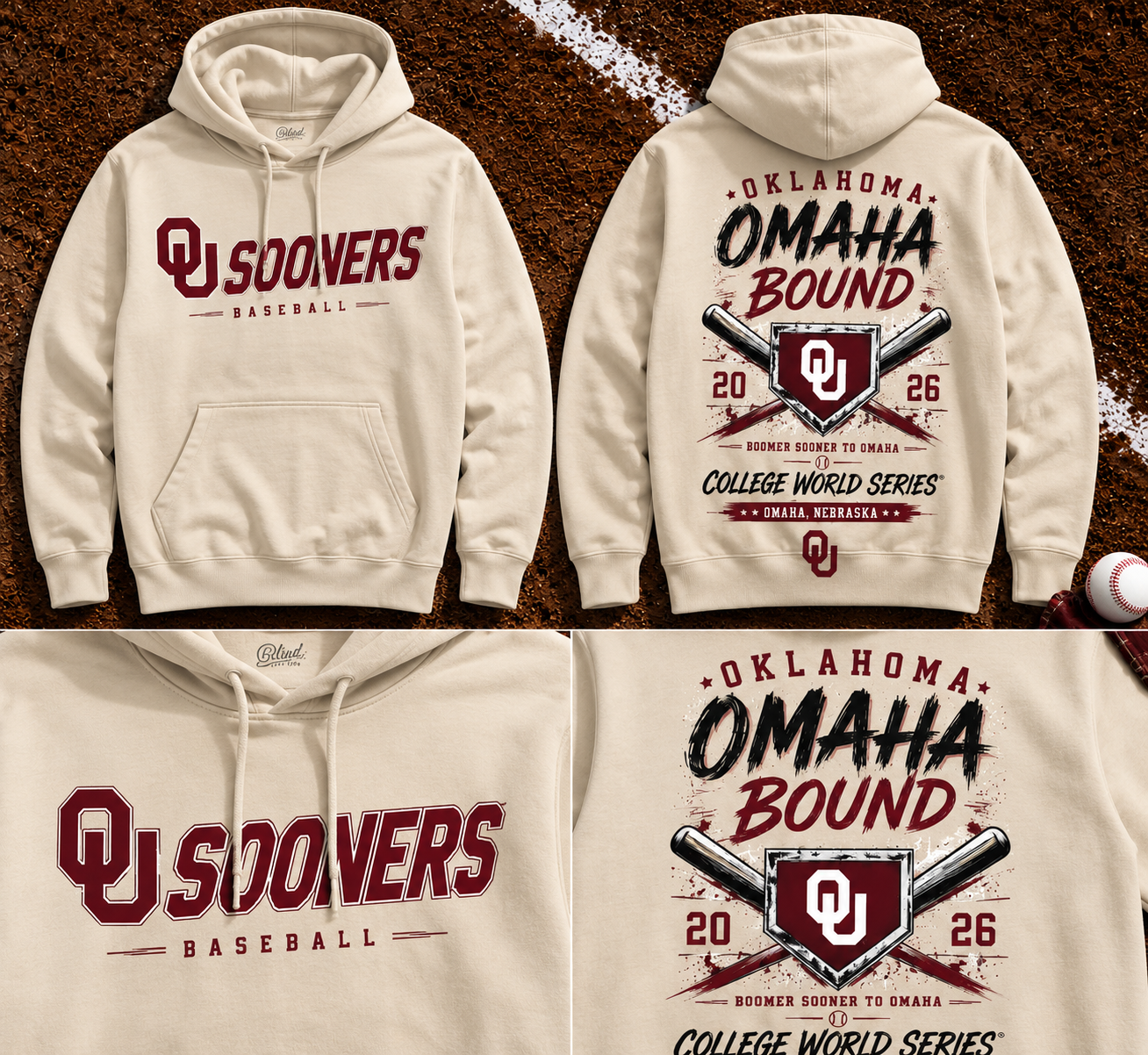 Oklahoma Sooners Baseball 2026 NCAA Baseball Men's College World Series OMAHA Hoodie