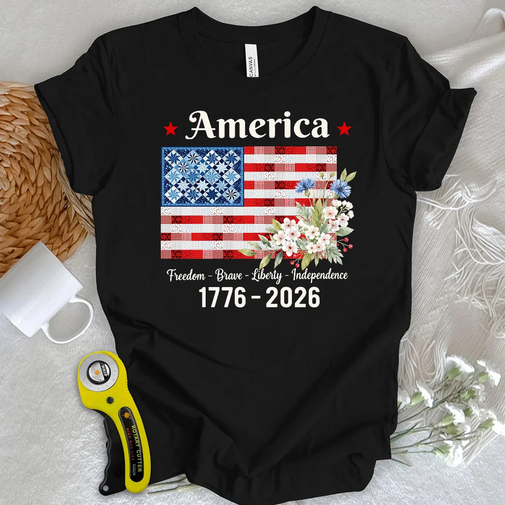 USA 250th Anniversary Patchwork Bloom T-shirt