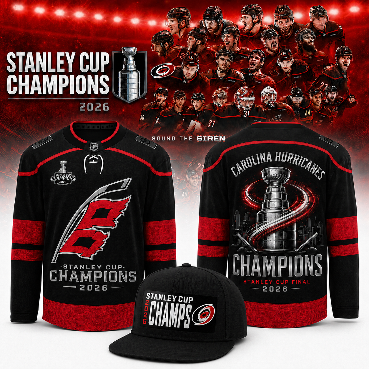 __Carolina Hurricanes Champions 2026 Stanley Cup Jersey