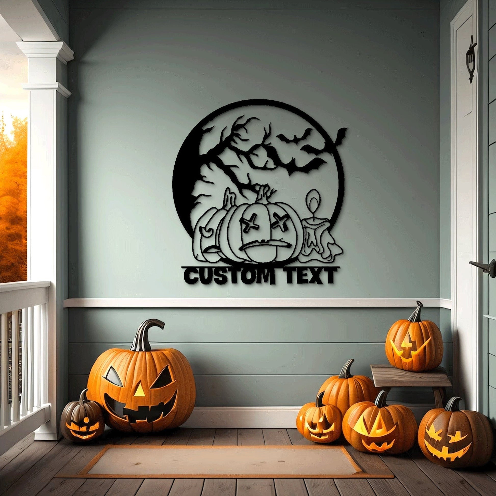 Custom Halloween Metal Wall Art Led Light, Happy Halloween Metal Light Sign Home Decor, Halloween Metal Sign, Halloween Themed Decor.1