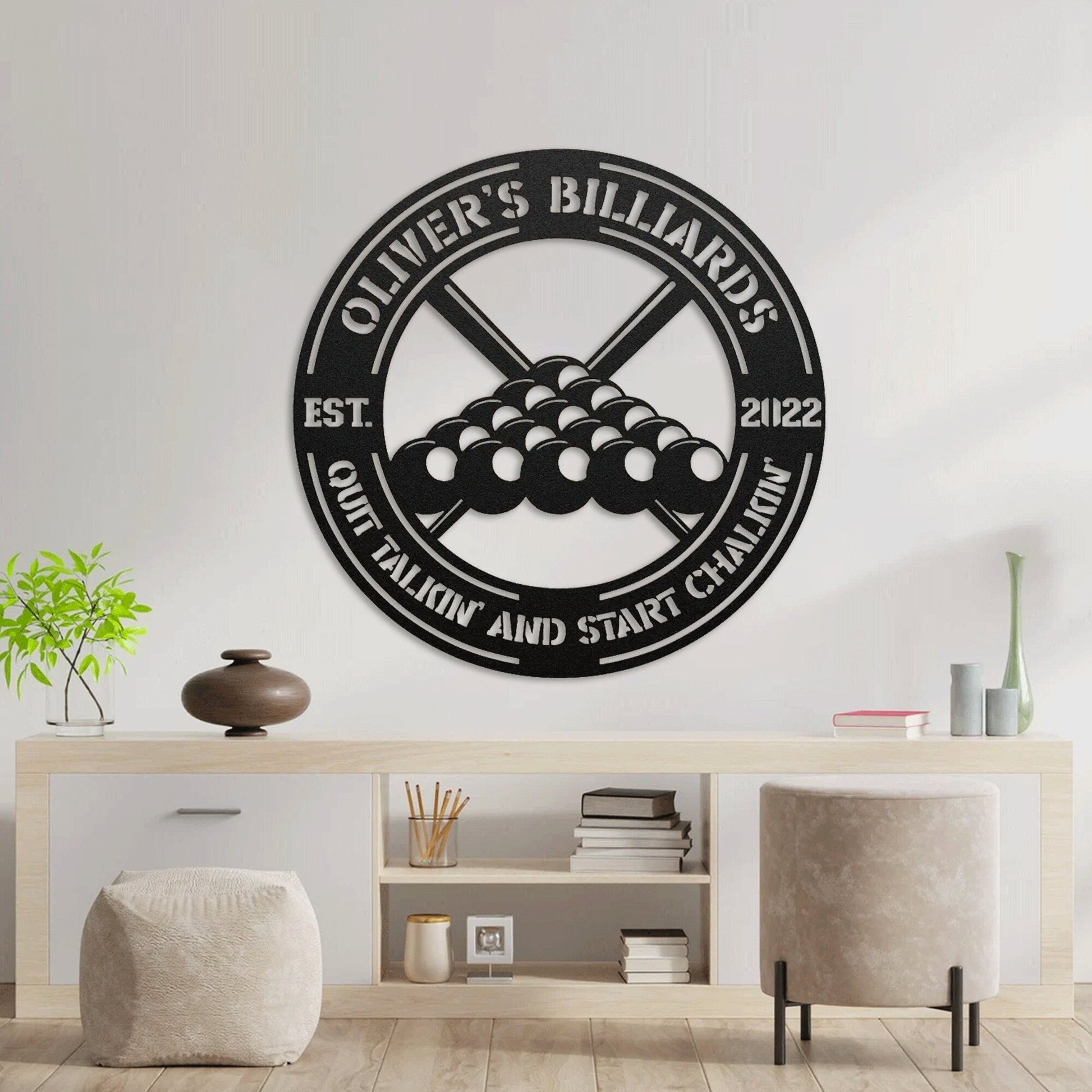Resend product Personalized Billiard Metal Wall Art With LED1