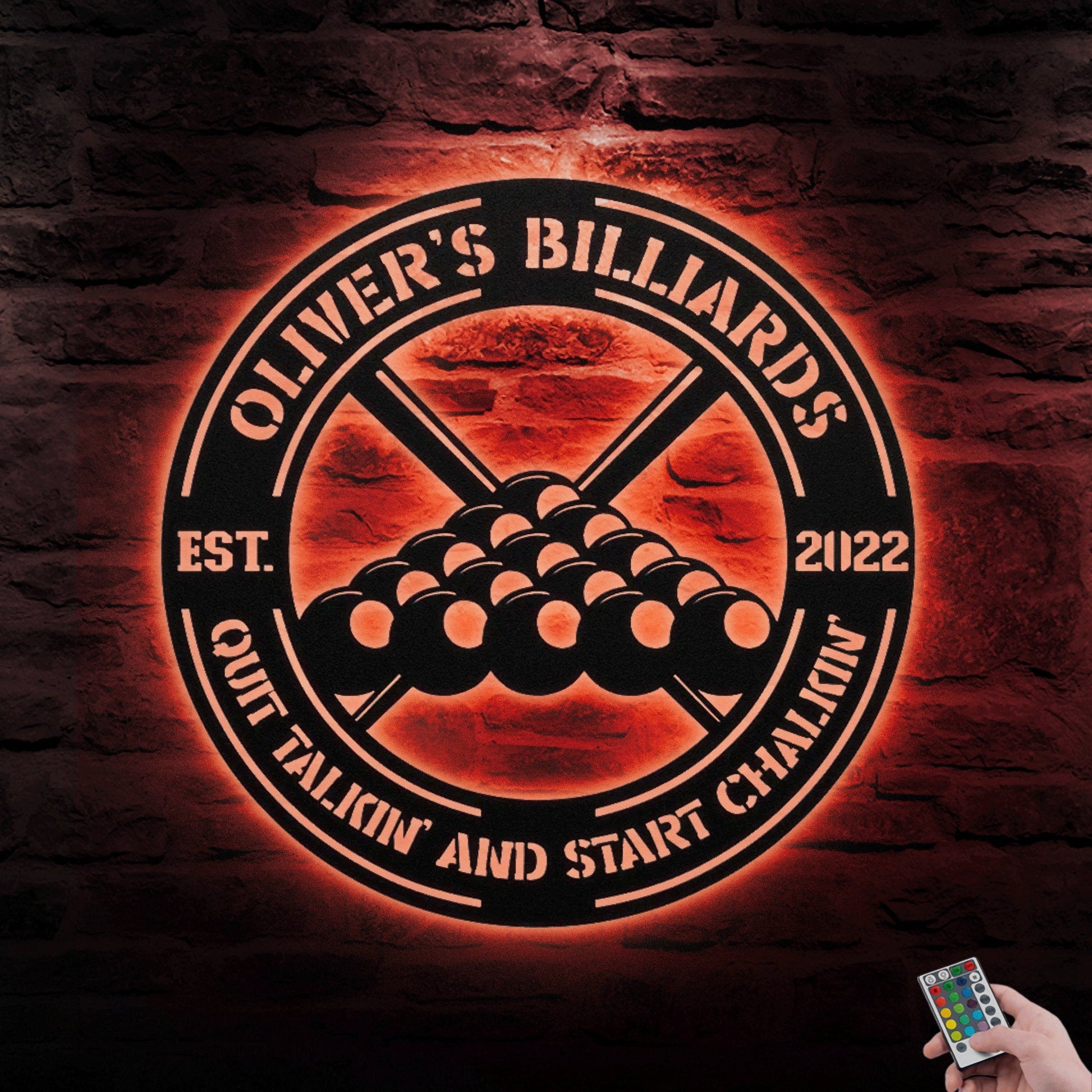 Resend product Personalized Billiard Metal Wall Art With LED1