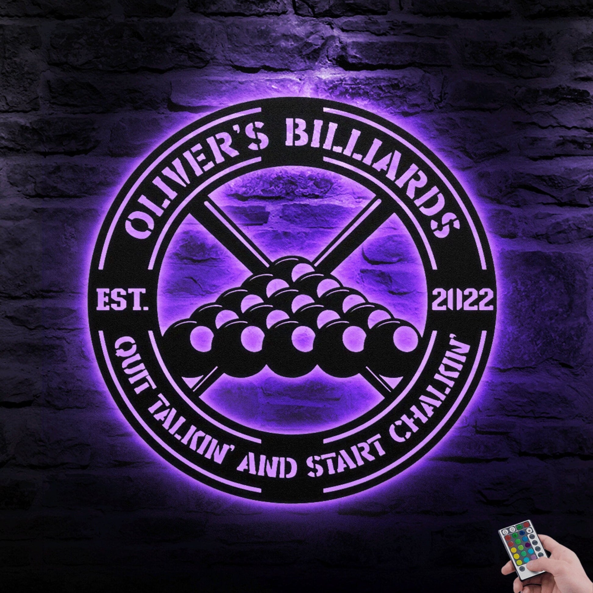 Resend product Personalized Billiard Metal Wall Art With LED1