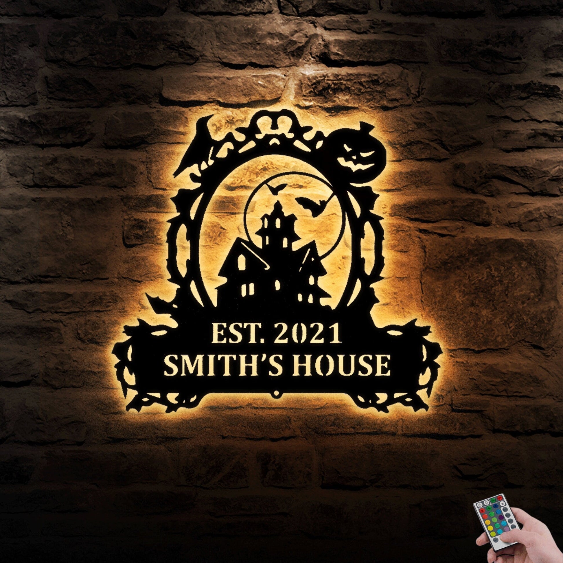 Halloween Themed Witch Castle Customized Metal Wall Art, Halloween Outdoor Perfect Gift, Metal Halloween With LED, Halloween Gift.1