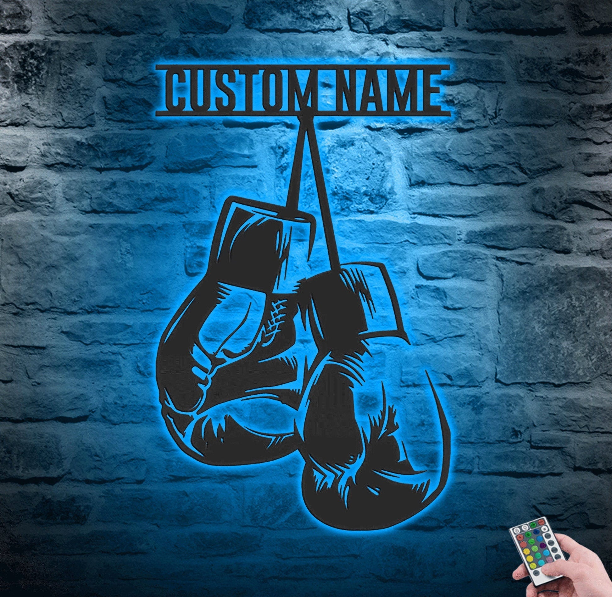 Custom Boxing Gloves Metal Multi Colors, Personalized Boxer Name Sign Home Decor, Gym Room Decor Metal Sign With Led, Anniversary Gift.1