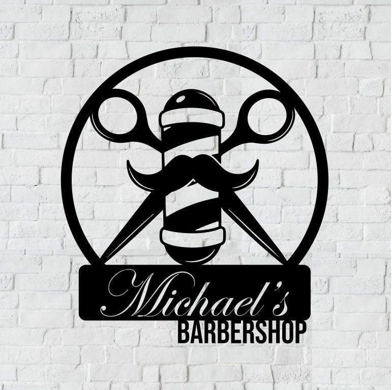 Personalized Barbershop Metal Name Sign / Barber Shop Metal Wall Decor / Metal Name Sign / Personalized Home Decor / Barber Metal Wall Art1