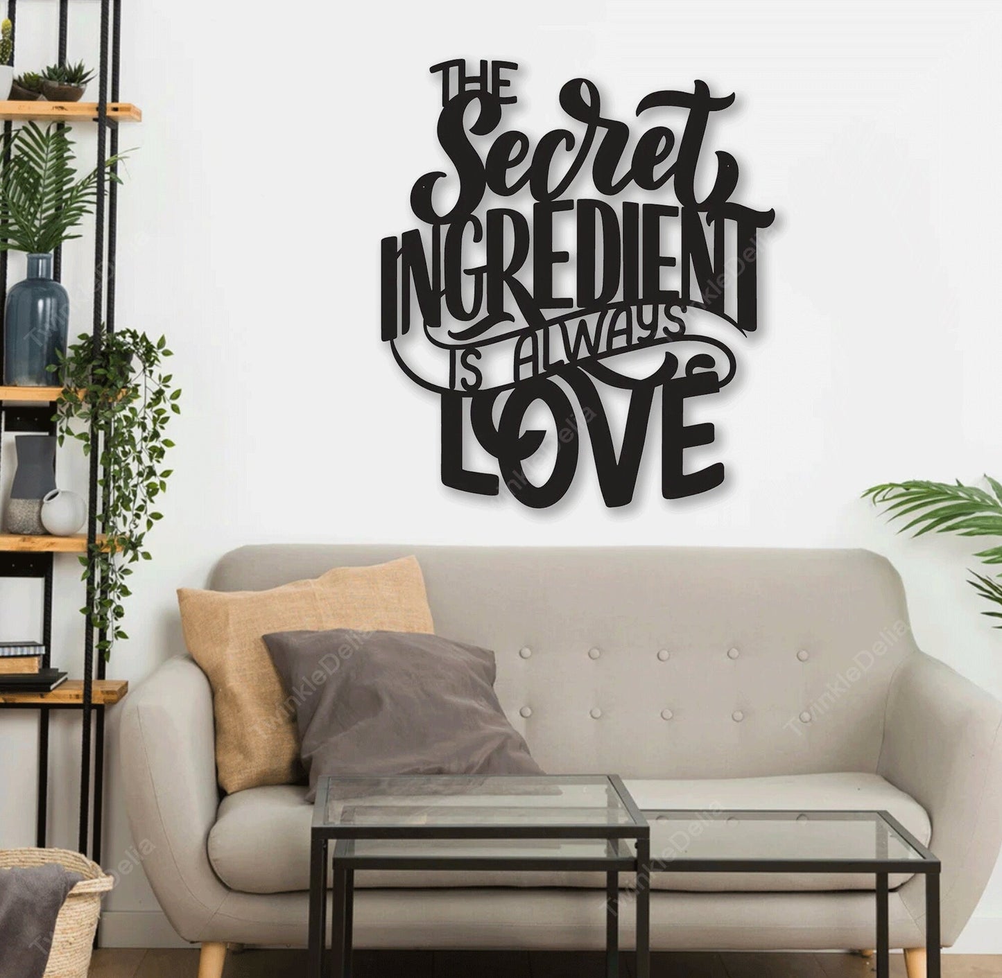 The Secret Ingredient Is Always Love Metal Kitchen Decor, Cooking Theme Metal Wall Art, Quote Wall Art, Metal Hanging Art Farmhouse Gift