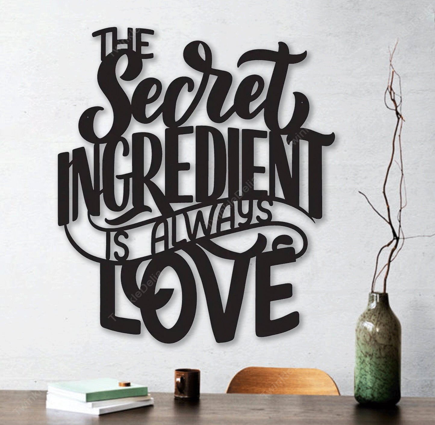 The Secret Ingredient Is Always Love Metal Kitchen Decor, Cooking Theme Metal Wall Art, Quote Wall Art, Metal Hanging Art Farmhouse Gift