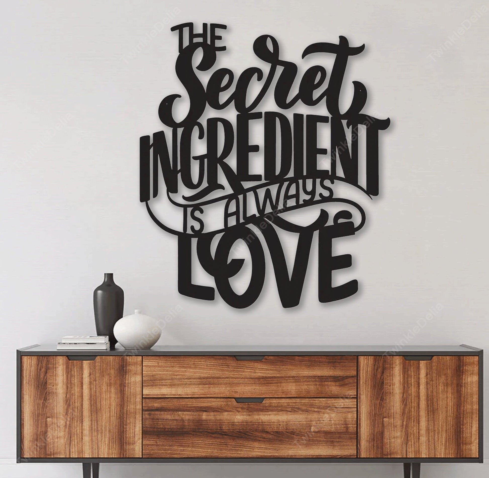 The Secret Ingredient Is Always Love Metal Kitchen Decor, Cooking Theme Metal Wall Art, Quote Wall Art, Metal Hanging Art Farmhouse Gift