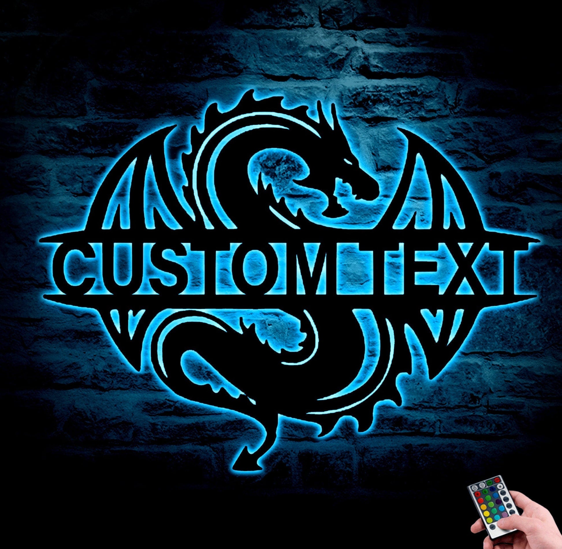 Personalized Celtic Dragon Monogram Steel Sign Led Lights, Hobbies Gift, Custom Dragon Name Metal Wall Art LED, Boys Kids Room Home Decor.1