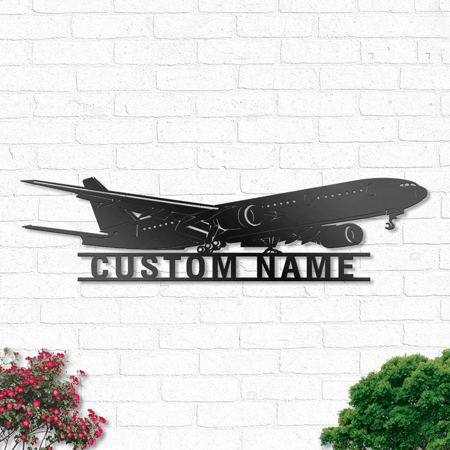 Custom Airplane Boeing 777 Metal Wall Art Led Lights, Personalized Hobbies Name Sign Decoration For Room, Aeroplane Outdoor Home Decor Gift.1