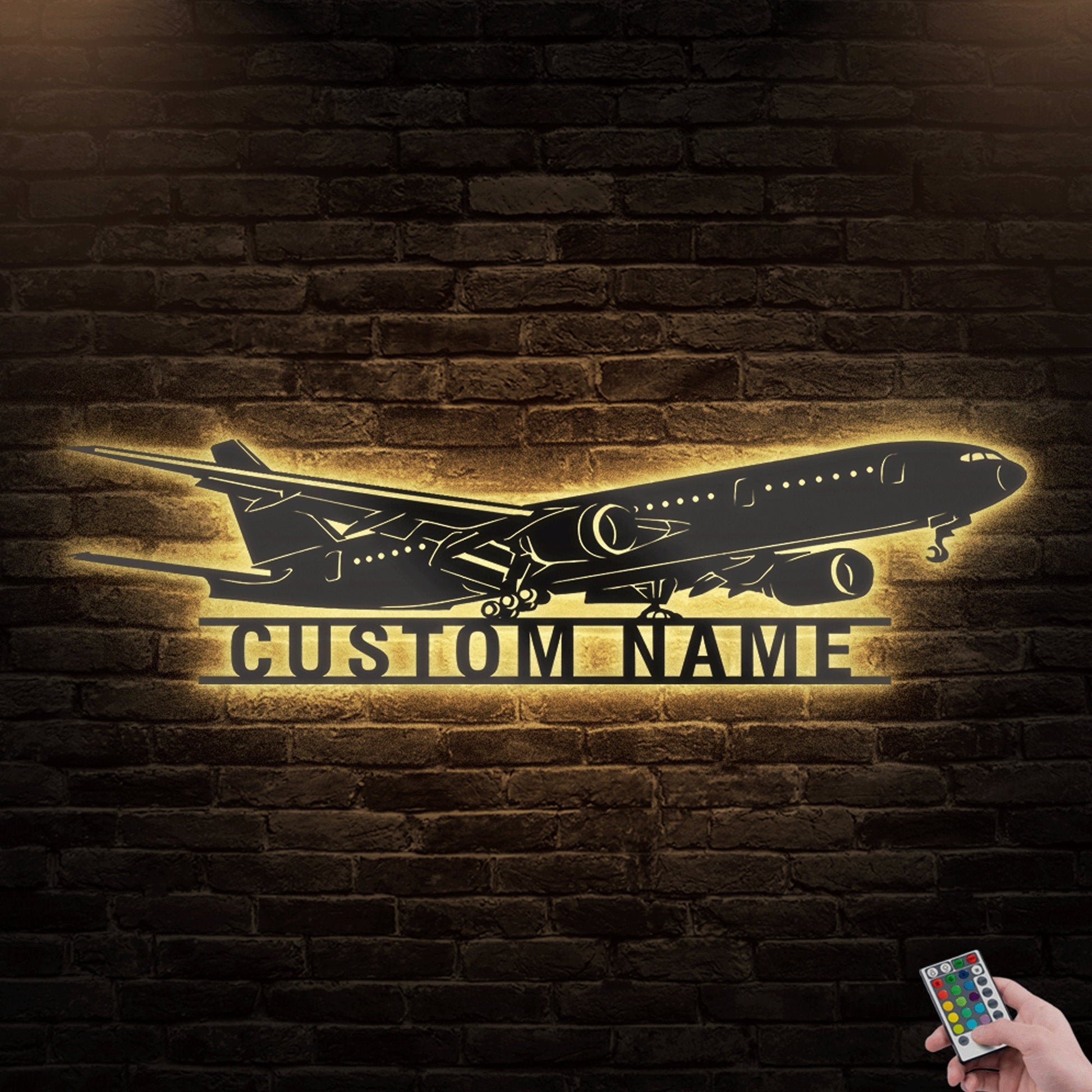 Custom Airplane Boeing 777 Metal Wall Art Led Lights, Personalized Hobbies Name Sign Decoration For Room, Aeroplane Outdoor Home Decor Gift.1