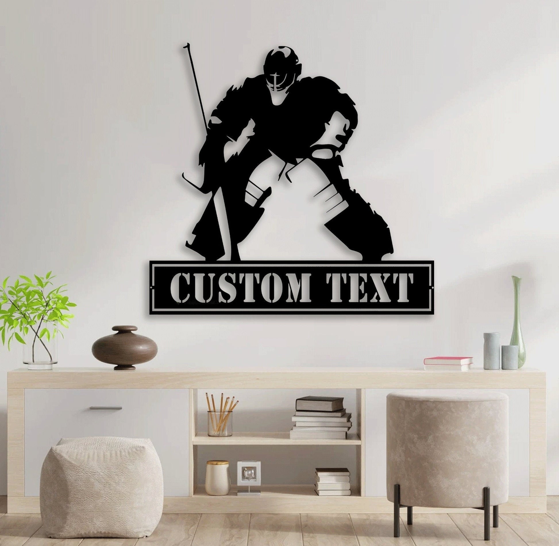Custom Hockey Metal Sign Led Lights, Hockey Goalie Wall Decor Light, Custom Name Hockey Sign, Ice Hockey Goalie Metal Art, Hockey Decor.1