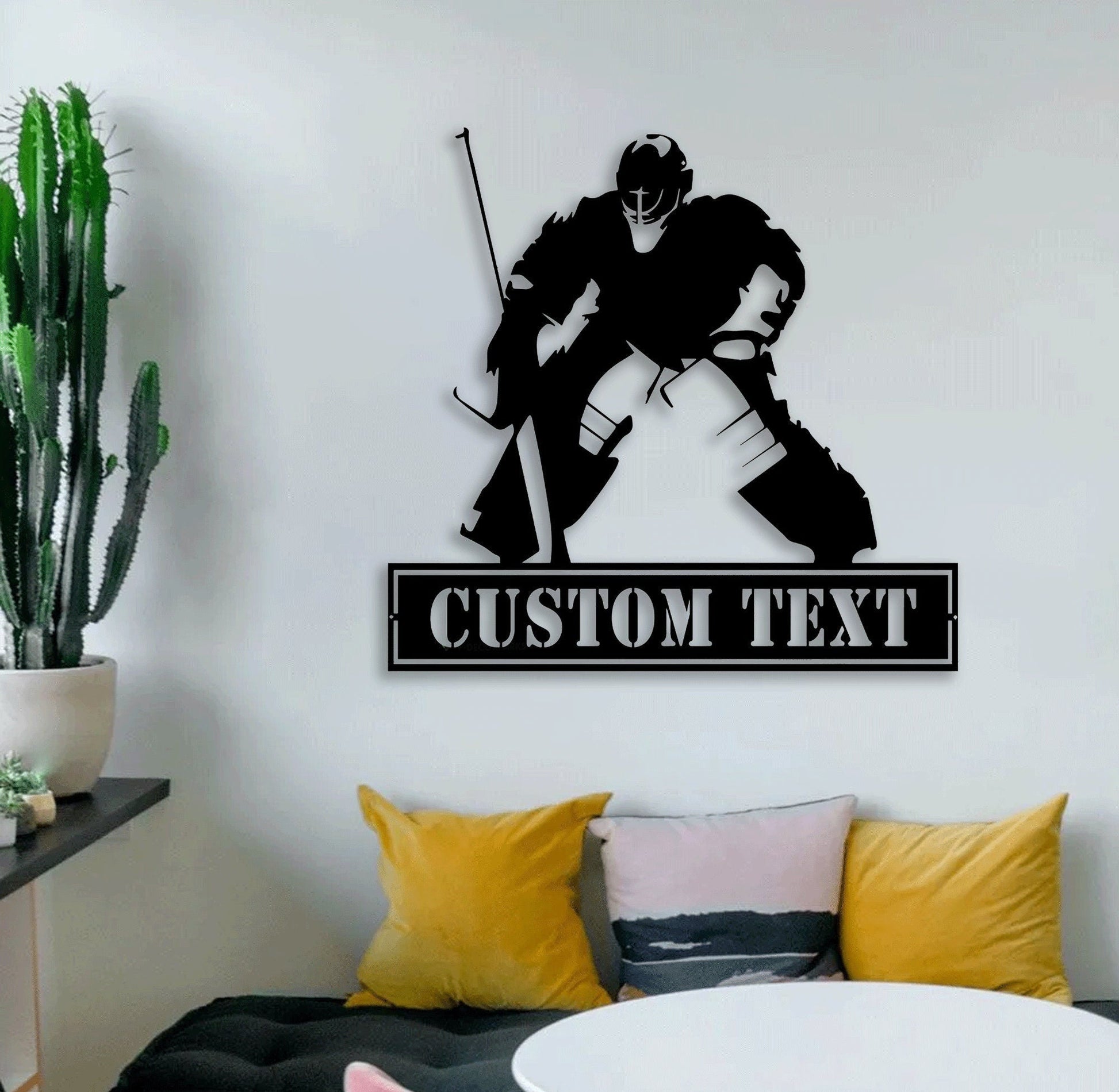 Custom Hockey Metal Sign Led Lights, Hockey Goalie Wall Decor Light, Custom Name Hockey Sign, Ice Hockey Goalie Metal Art, Hockey Decor.1