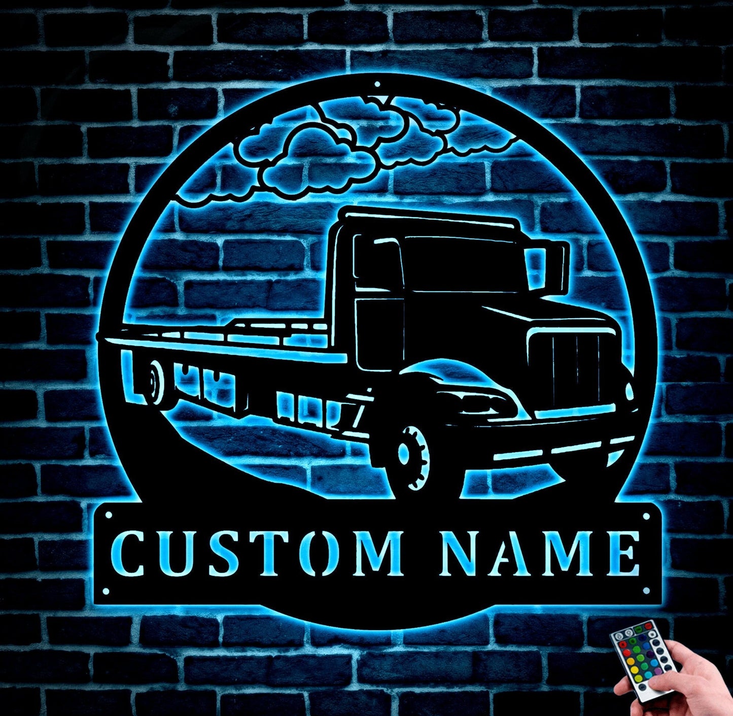 Custom Flat Bed Tow Truck Metal Wall Art, Personalized Truck Driver Name Sign Decoration For Room, Bed Semi Truck Home Decor, Custom Truck.1