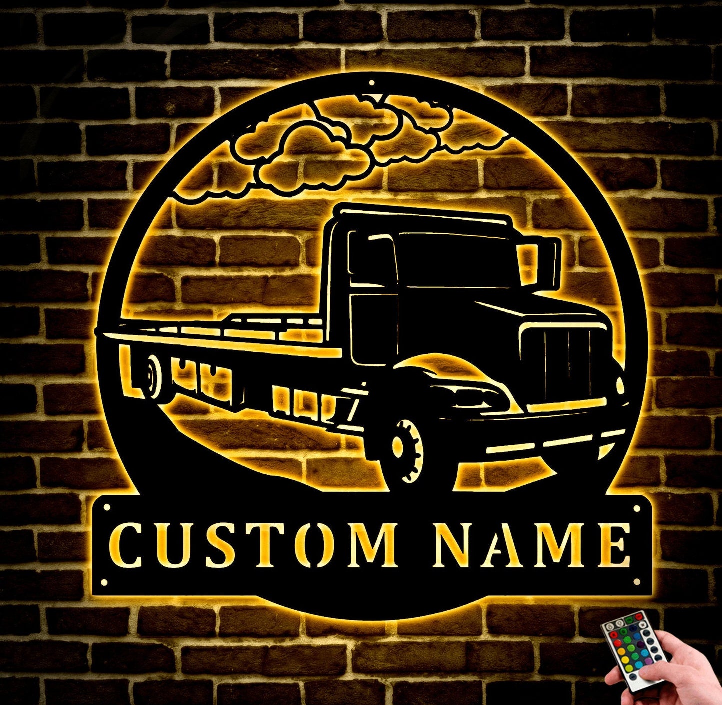 Custom Flat Bed Tow Truck Metal Wall Art, Personalized Truck Driver Name Sign Decoration For Room, Bed Semi Truck Home Decor, Custom Truck.1