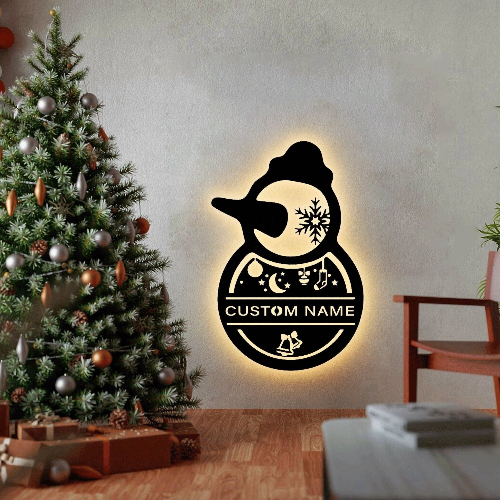 Custom Christmas Snowman Metal Sign Xmas Christmas Gift Custom Neon Metal Sign, Metal Christmas Signs, Metal Christmas Decor, Family Gift.1