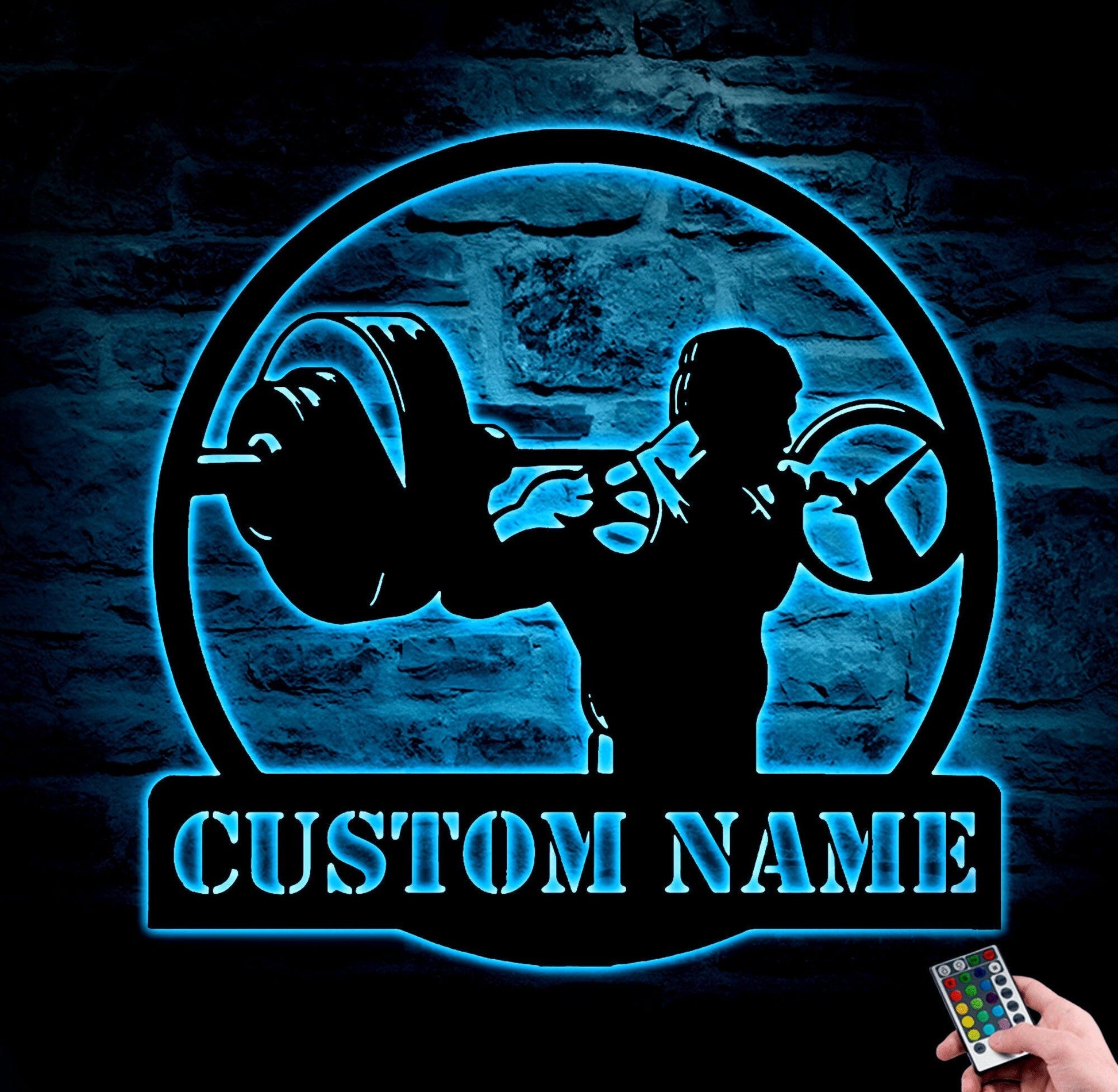 Custom Powerlifting Workout Metal Wall Art Led Light, Personalized Deadlift Barbell Name Sign, Bodybuilding Gym Decoration, Gift For Him.1