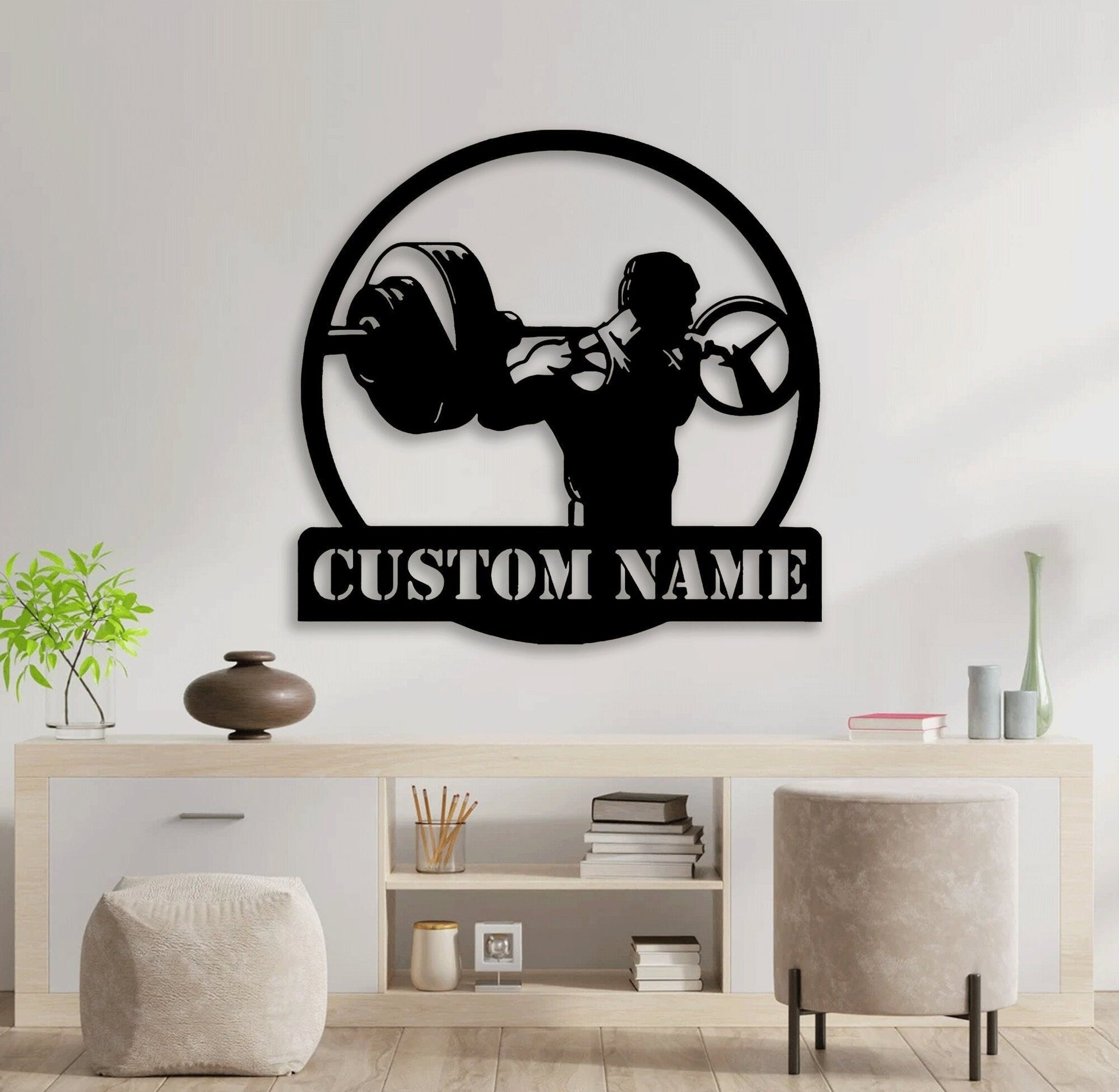 Custom Powerlifting Workout Metal Wall Art Led Light, Personalized Deadlift Barbell Name Sign, Bodybuilding Gym Decoration, Gift For Him.1