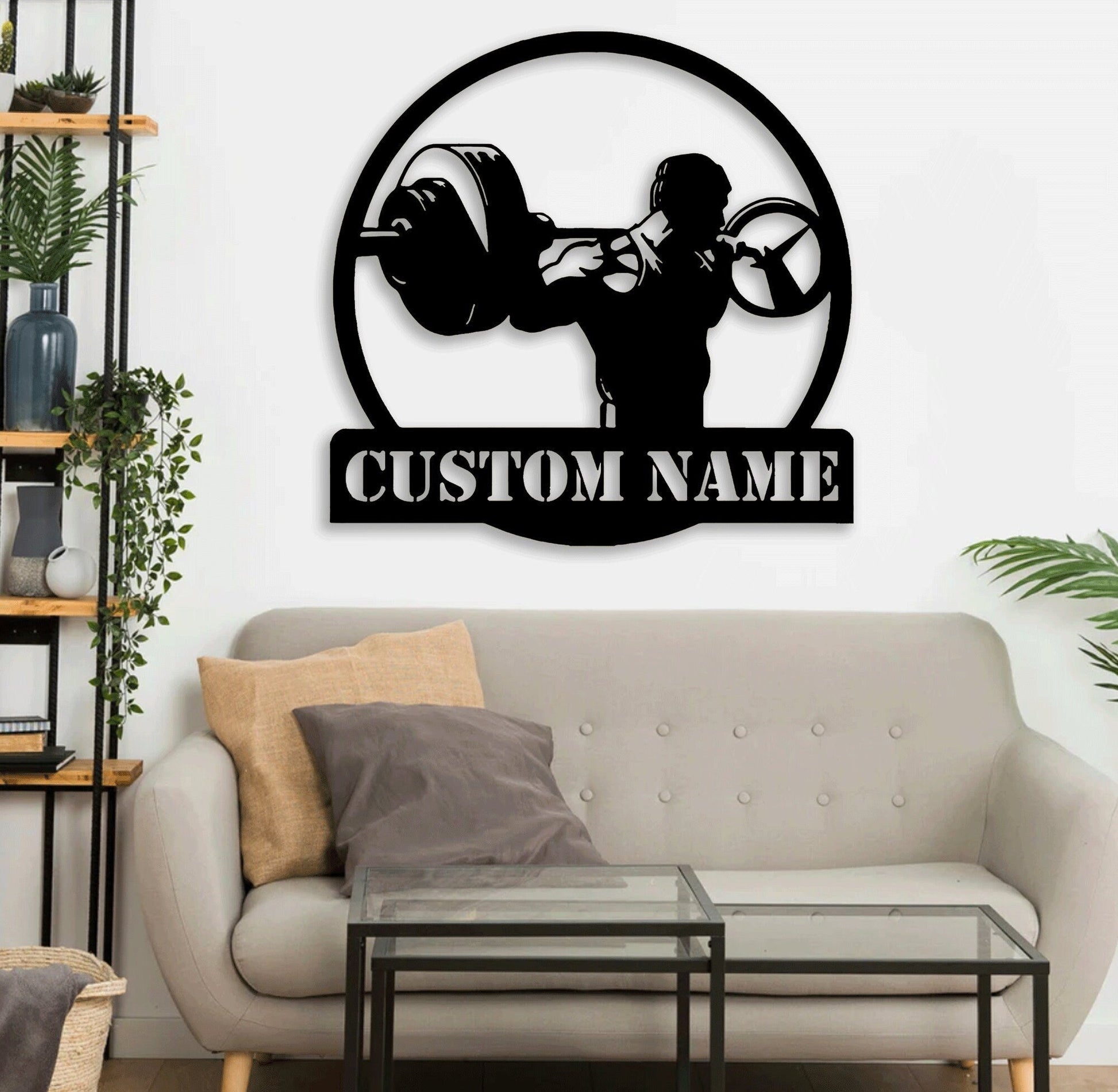 Custom Powerlifting Workout Metal Wall Art Led Light, Personalized Deadlift Barbell Name Sign, Bodybuilding Gym Decoration, Gift For Him.1