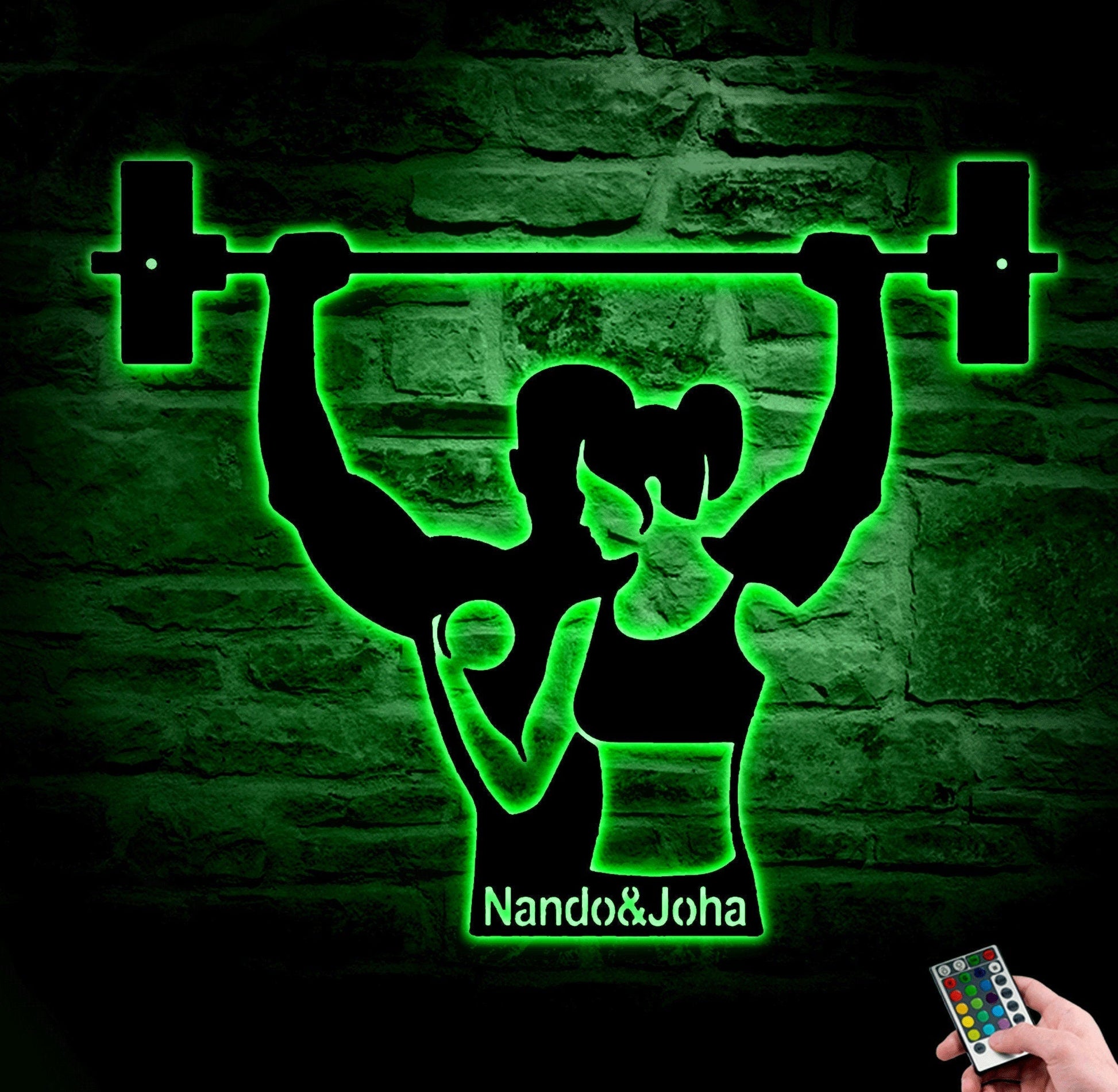 Custom Couple Gym Workout Metal Wall Art With Led Light, Metal Wall Art LED Light For Gym, Gym Wall Decor, Decor For Gym, Fitness Wall Art.1