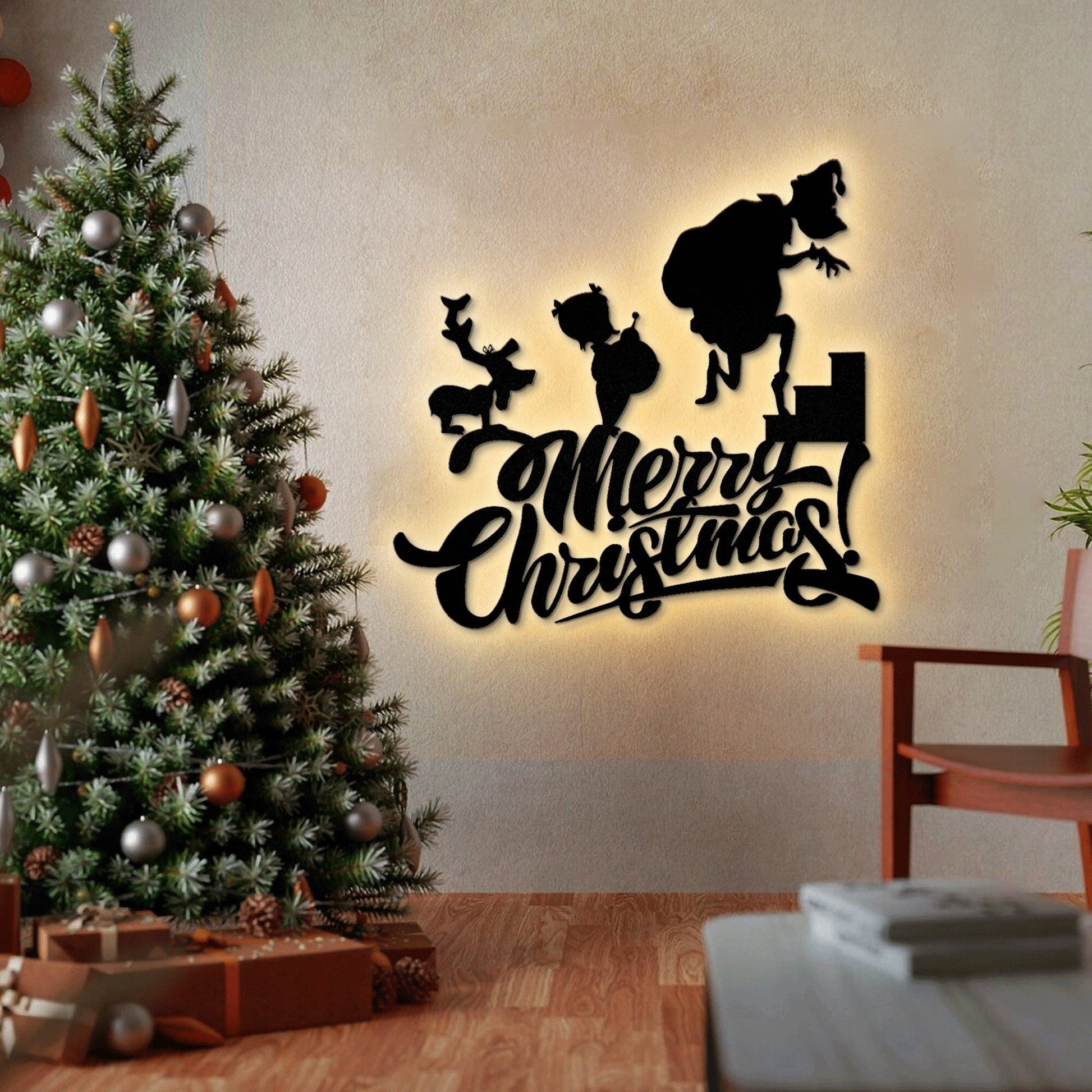 Custom Merry Christmas Neon Metal Sign, Neon Lights Metal Wall Art, Christmas Gift, Metal Christmas Wall Decor, Xmas Gift.1