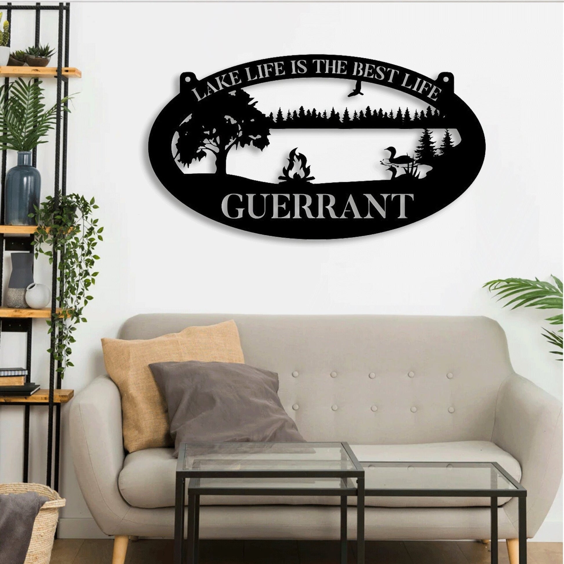 Personalized Lake House Metal Sign LED Light, Custom House, Cabin Wall Deco, Wedding Art Gift, Custom Metal Wall Art LED Light Outdoor House1