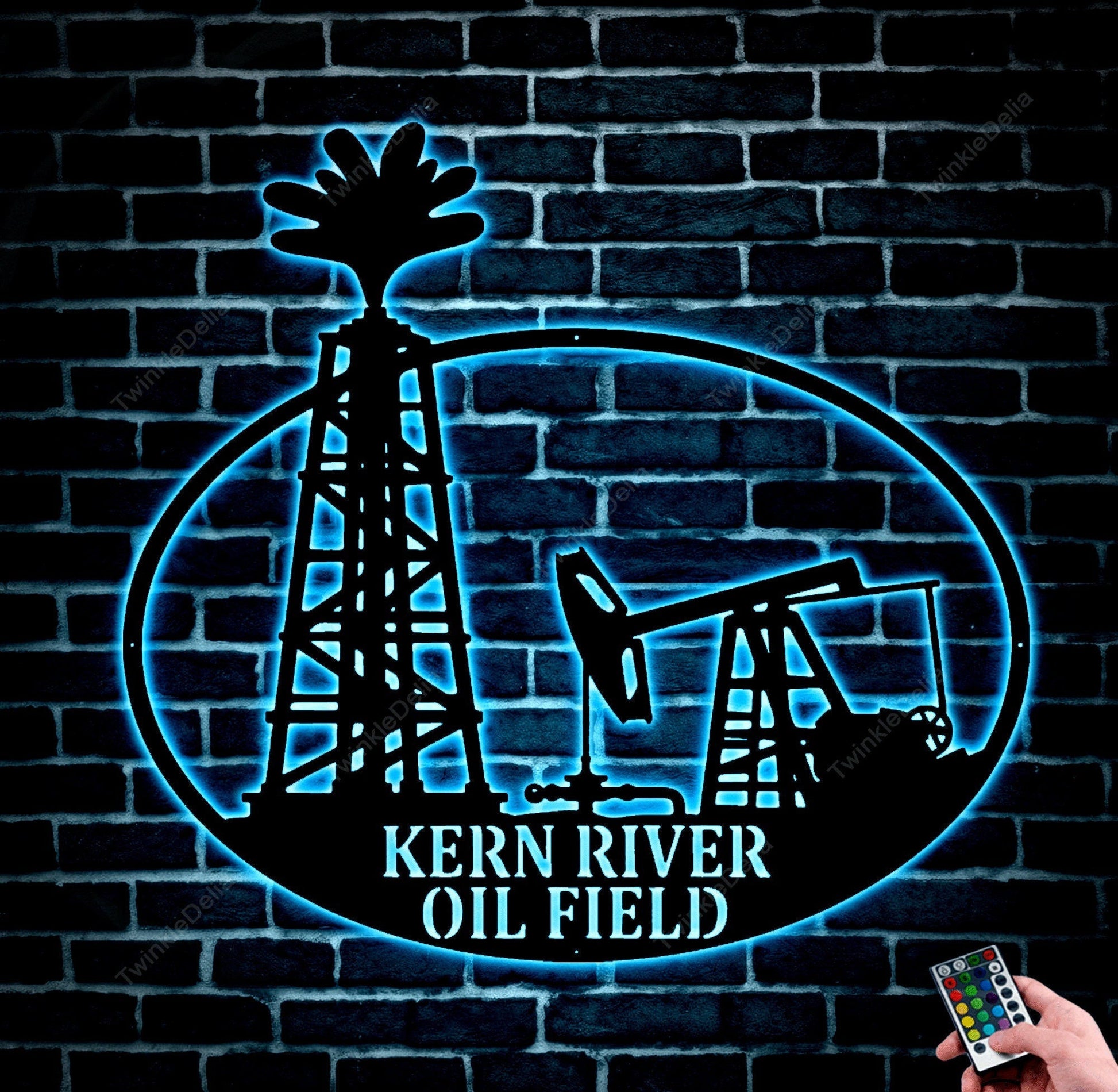 Personalized Metal Name Sign With Led Lights, Custom Oil Field Sign, Oil Rig Welcome Sign, Rustic Metal Wall Art, Driller Gift, Oil Rig Sign1