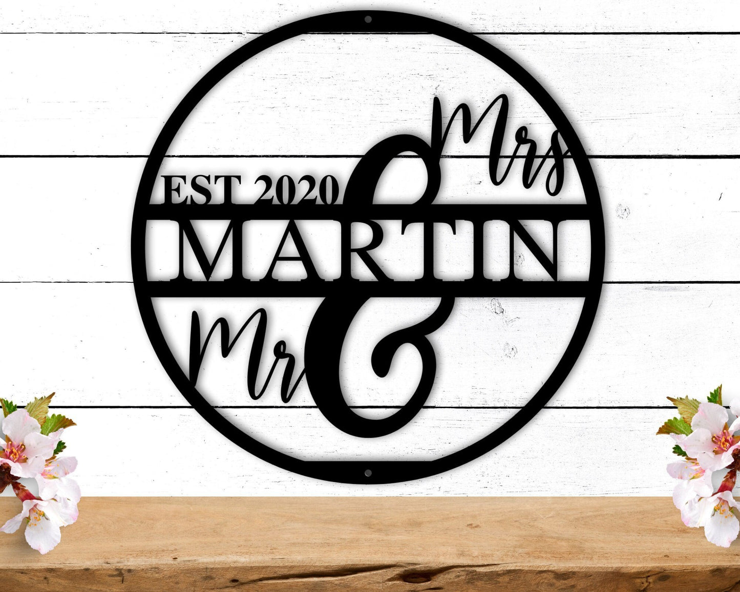 Personalized Metal Monogram Last Name Established Sign, Wedding Gift, Mr and Mrs Est Sign, Family Name Sign, Newly Wed Gift Anniversary Gift