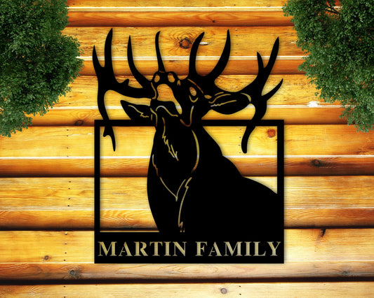 Personalized Metal Cabin Sign, Mountain Wedding Wall Art, Elk Metal Sign, Cabin Metal Sign, Cabin Metal Art, Cabin Metal Wall Decor Outdoor