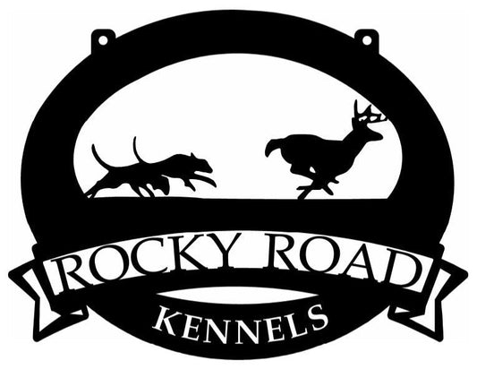 Metal Deer hunt Sign, DOG Buck CHASE sign, customized hunting dog sign