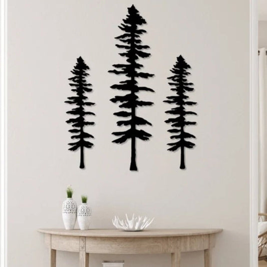 3 Pack Sitka Trees Metal Wall Art, Unique Trees Set, Nature Wall Decor, Metal Wall Decor, Metal Branch Decor, Geometric Wall Art