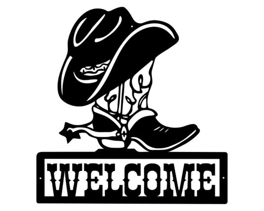 Welcome Western Metal Wall Art, Western Modern Welcome Sign, Front Door Sign, Laser Cut Metal Sign, Western Wall Art Door Hanger