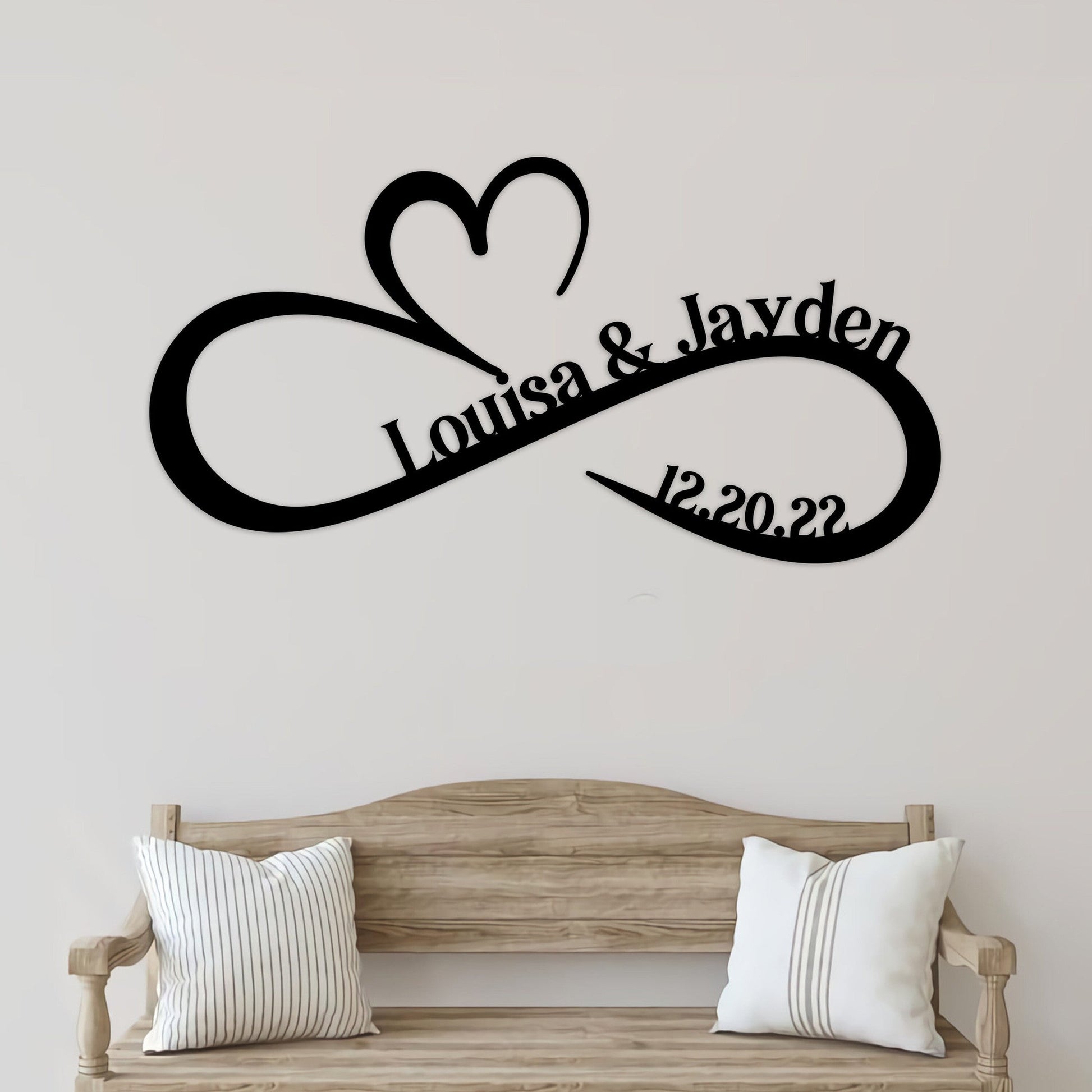 Personalized Infinity Love Metal Wall Art With Led Lights, Couple Name Sign, Gift For Lover, Valentine Gift, Bedroom Decor, Engagement Gift