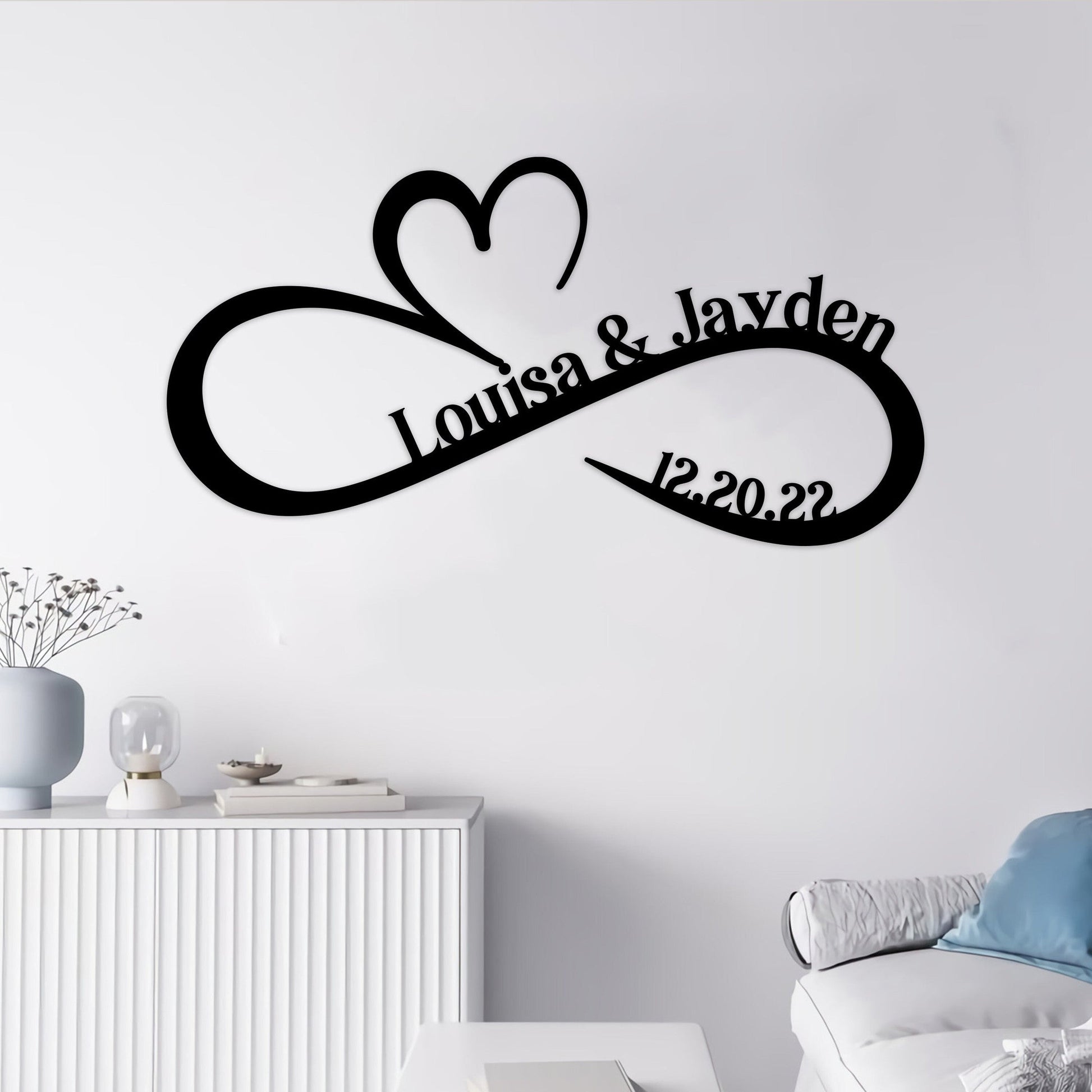 Personalized Infinity Love Metal Wall Art With Led Lights, Couple Name Sign, Gift For Lover, Valentine Gift, Bedroom Decor, Engagement Gift