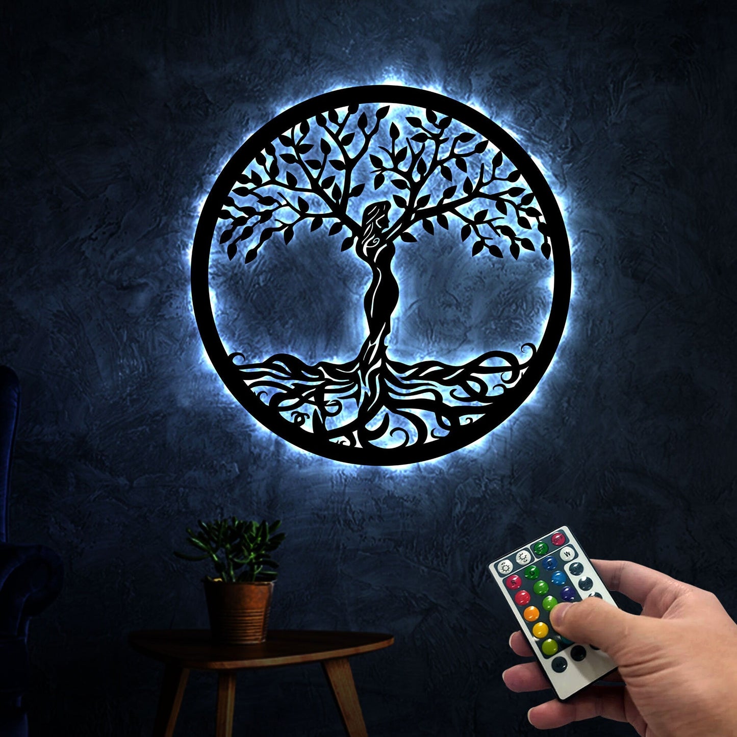 Tree Of Life Metal Wall Art With Led Lights, Tree Of Life Decor, Housewarming Gift, Yoga Room Decor, Christmas Gift Mom Gift For Grandma Mom