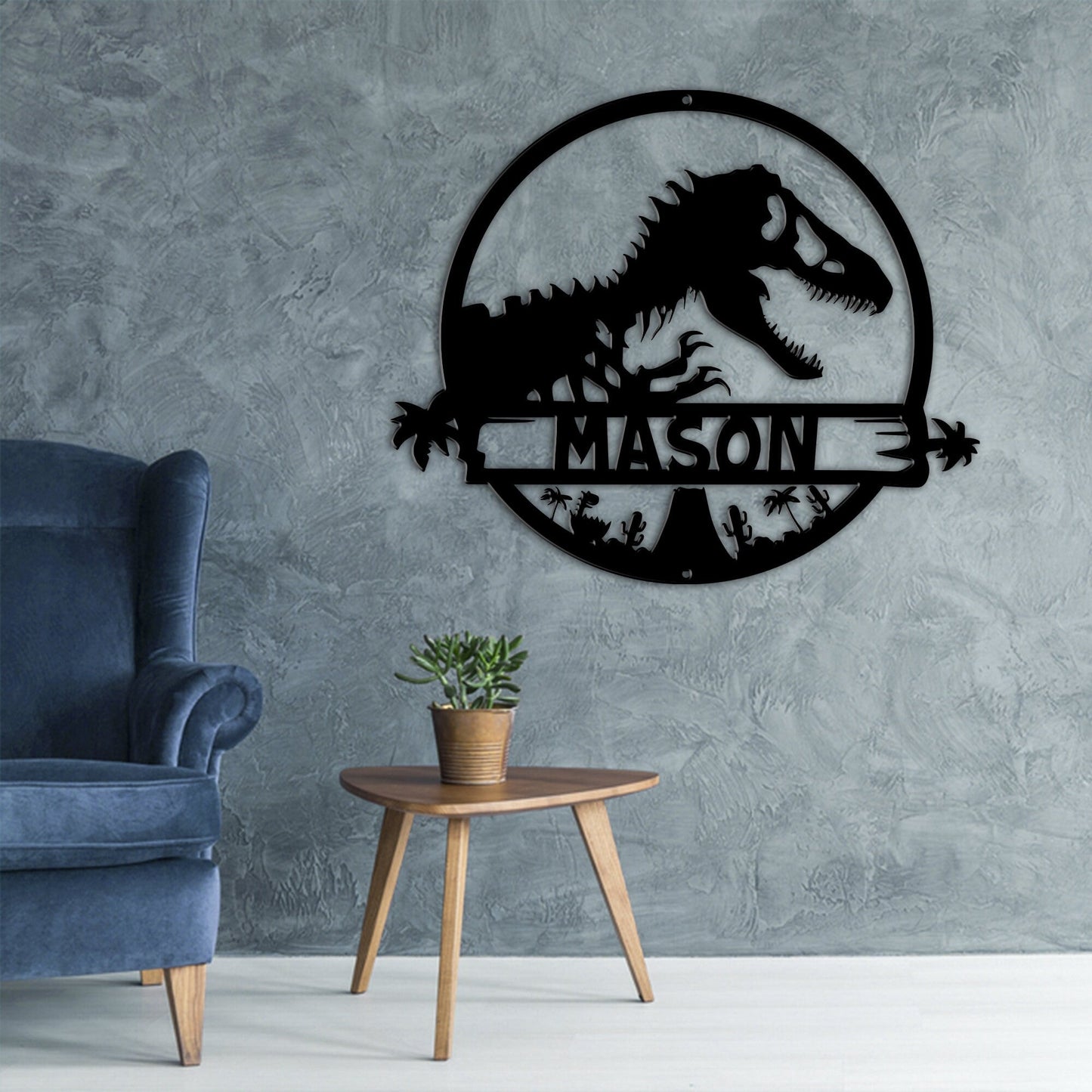 T-Rex dinosaur Metal Wall Art, Led Lights Tyrannosaurus Sign, Personalized T-Rex Sign, Kids Room Decoration, Dino Lover Gift For Children